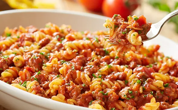 Rotini Pasta with Meat Sauce
