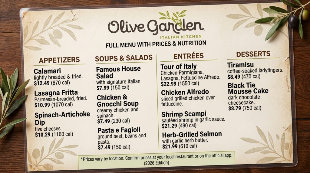 Olive Garden Menu